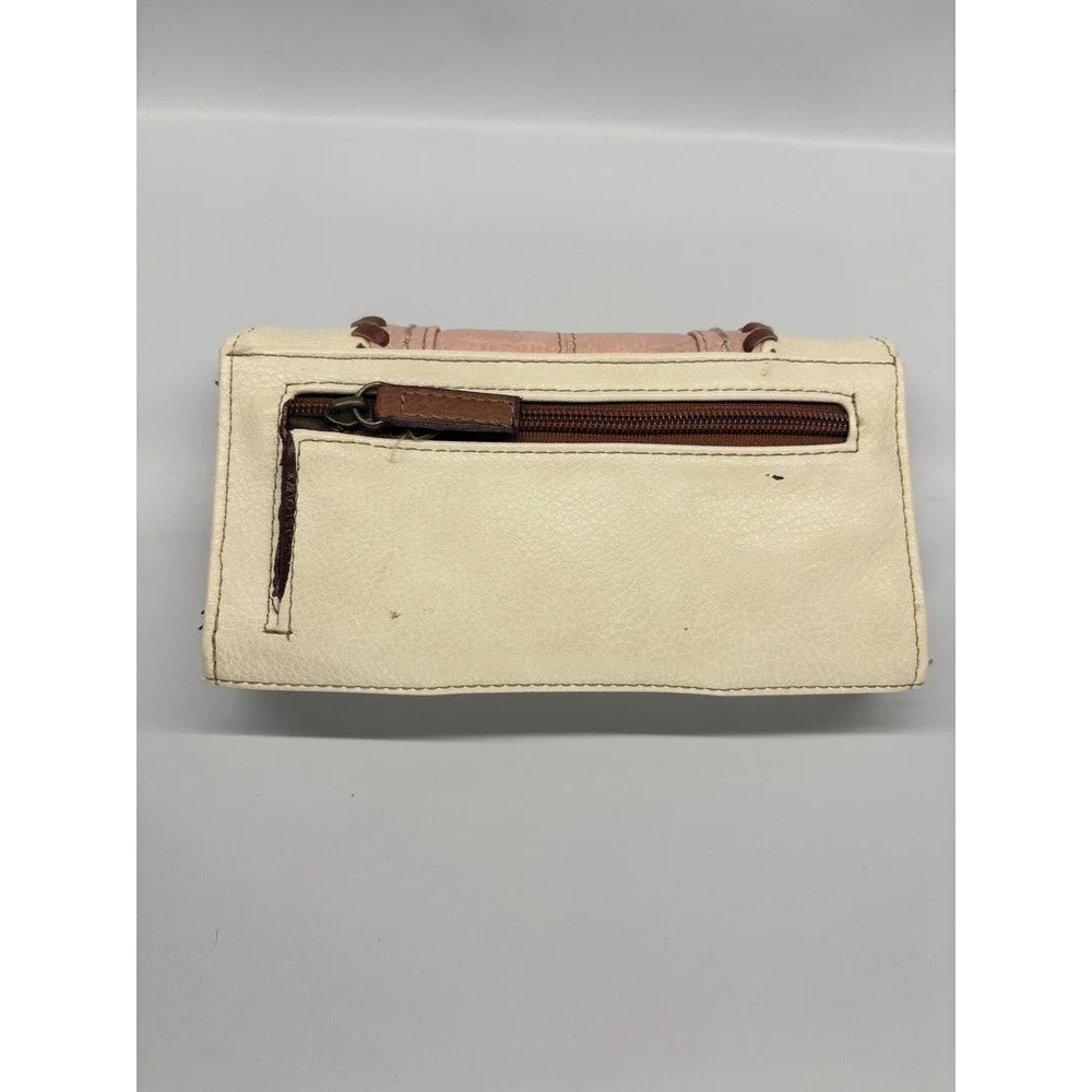 b.o.c. Born‎ Concept Trifold Wallet Womens OS Cream Pink Brown Whipstitch